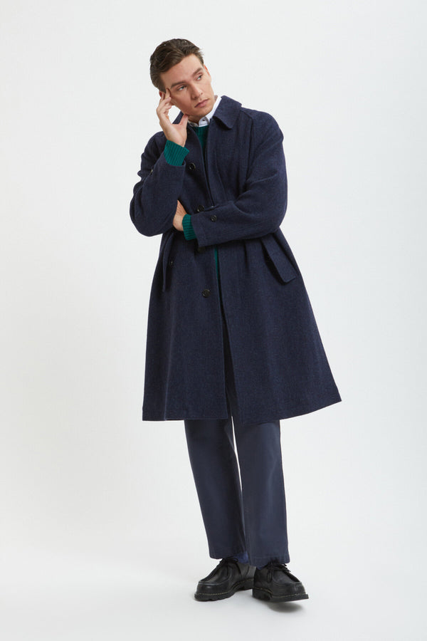 Pattern Wool Raglan Coat