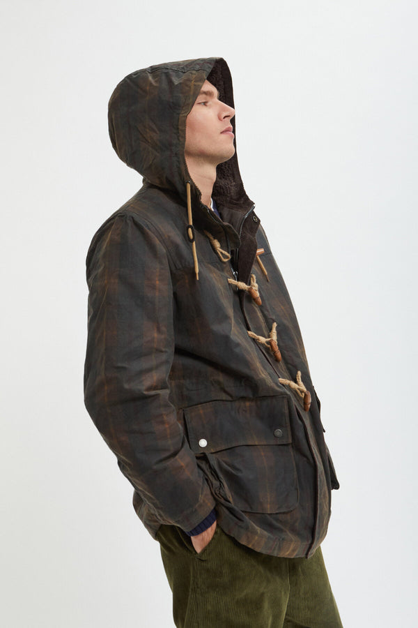 Gewachster gemusterter Duffle Coat