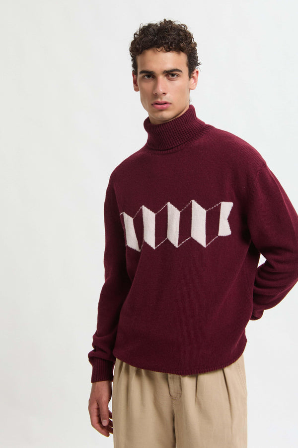 MAGLIONE A COLLO ALTO CON LOGO A FISARMONICA